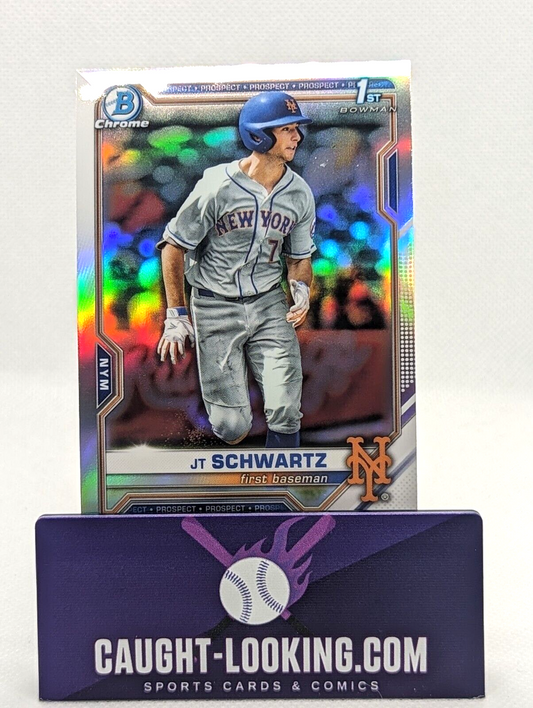 JT Schwartz #BDC-61 2021 Bowman Draft Chrome Refractor 1st Bowman NY Mets
