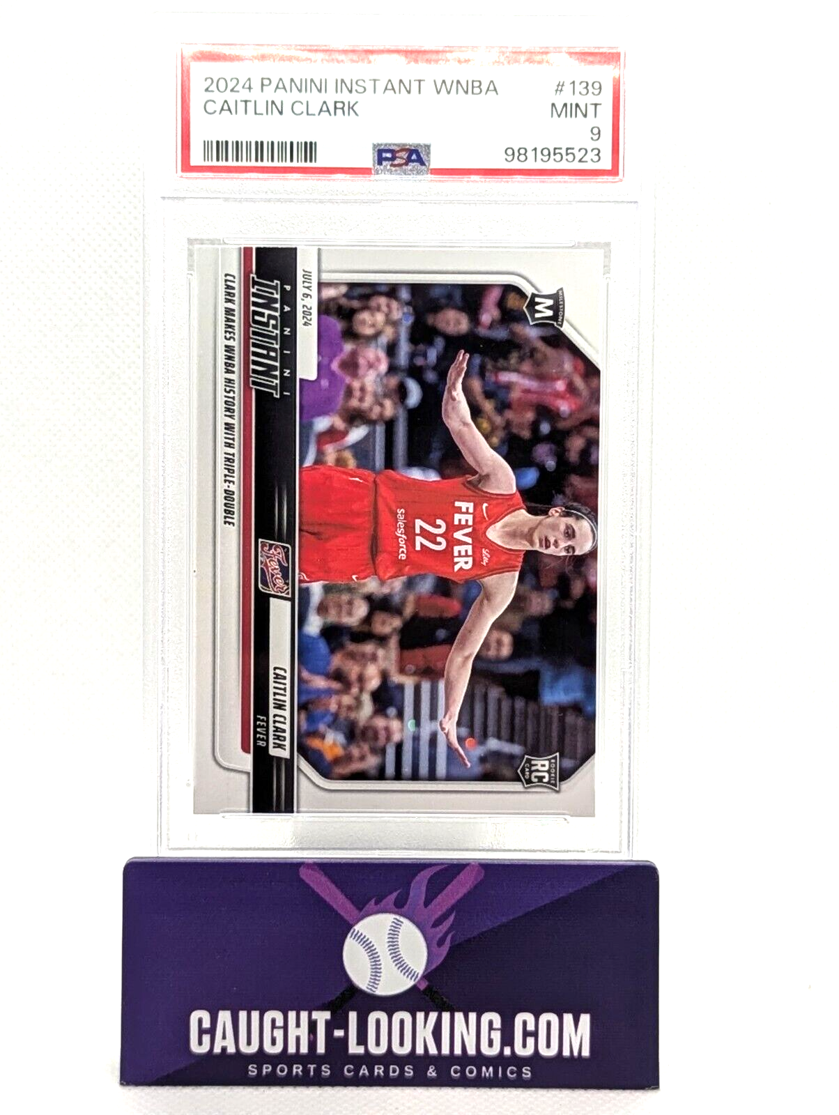 Caitlin Clark PSA 9 - 2024 Panini Instant WNBA #139 RC Milestone Triple Double