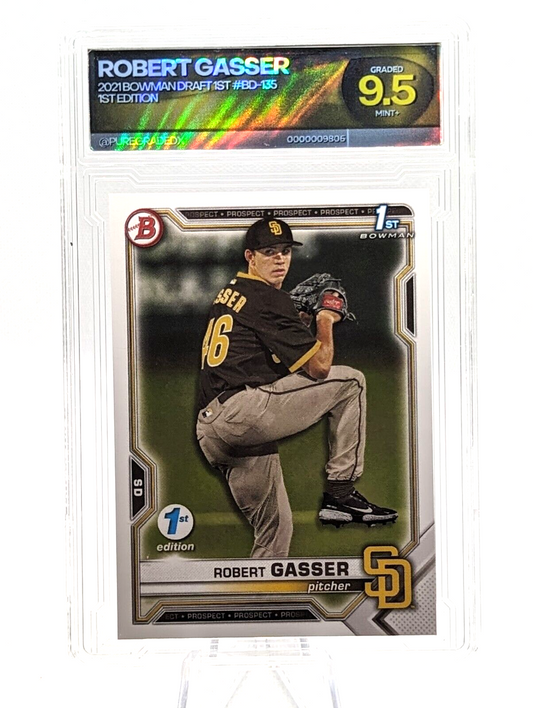Robert Gasser #BD-135 2021 Bowman Draft 1st Edition Padres Prospect Graded 9.5