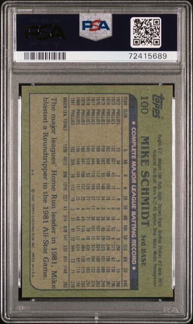 Mike Schmidt -PSA 8 - 1982 Topps Baseball Card #100