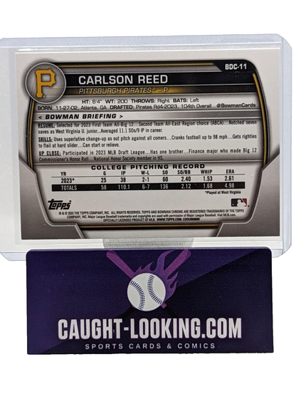 Carlson Reed SKY BLUE REFRACTOR 2023 Bowman Draft Chrome - 1st Bowman #BDC-11
