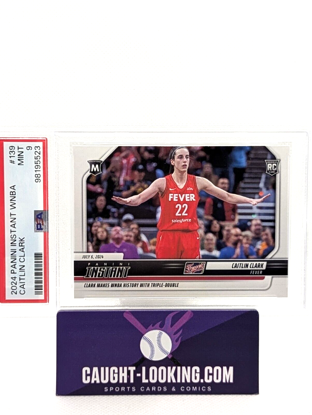 Caitlin Clark PSA 9 - 2024 Panini Instant WNBA #139 RC Milestone Triple Double
