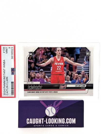 Caitlin Clark PSA 9 - 2024 Panini Instant WNBA #139 RC Milestone Triple Double