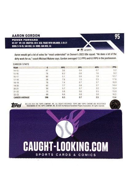 2023-24 Topps Chrome Aaron Gordon Pink Refractor #95