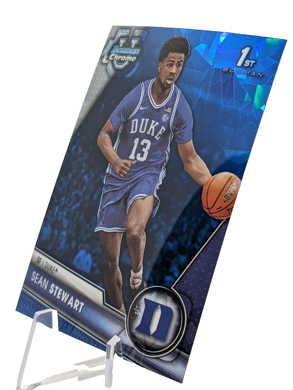 2023-24 Bowman Chrome U Sapphire Sean Stewart #21 1st Duke Blue Devils