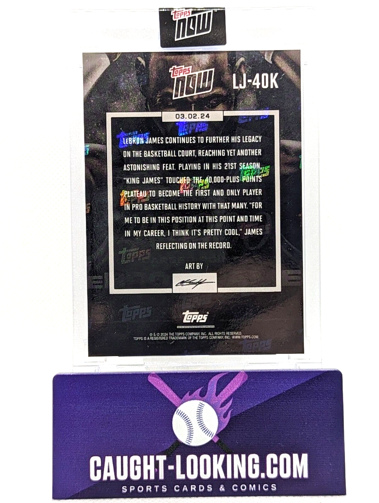 LeBron James 2023-24 TOPPS NOW Basketball Card LJ-40K 40,000 Pts Lakers