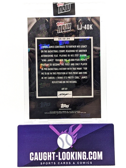 LeBron James 2023-24 TOPPS NOW Basketball Card LJ-40K 40,000 Pts Lakers