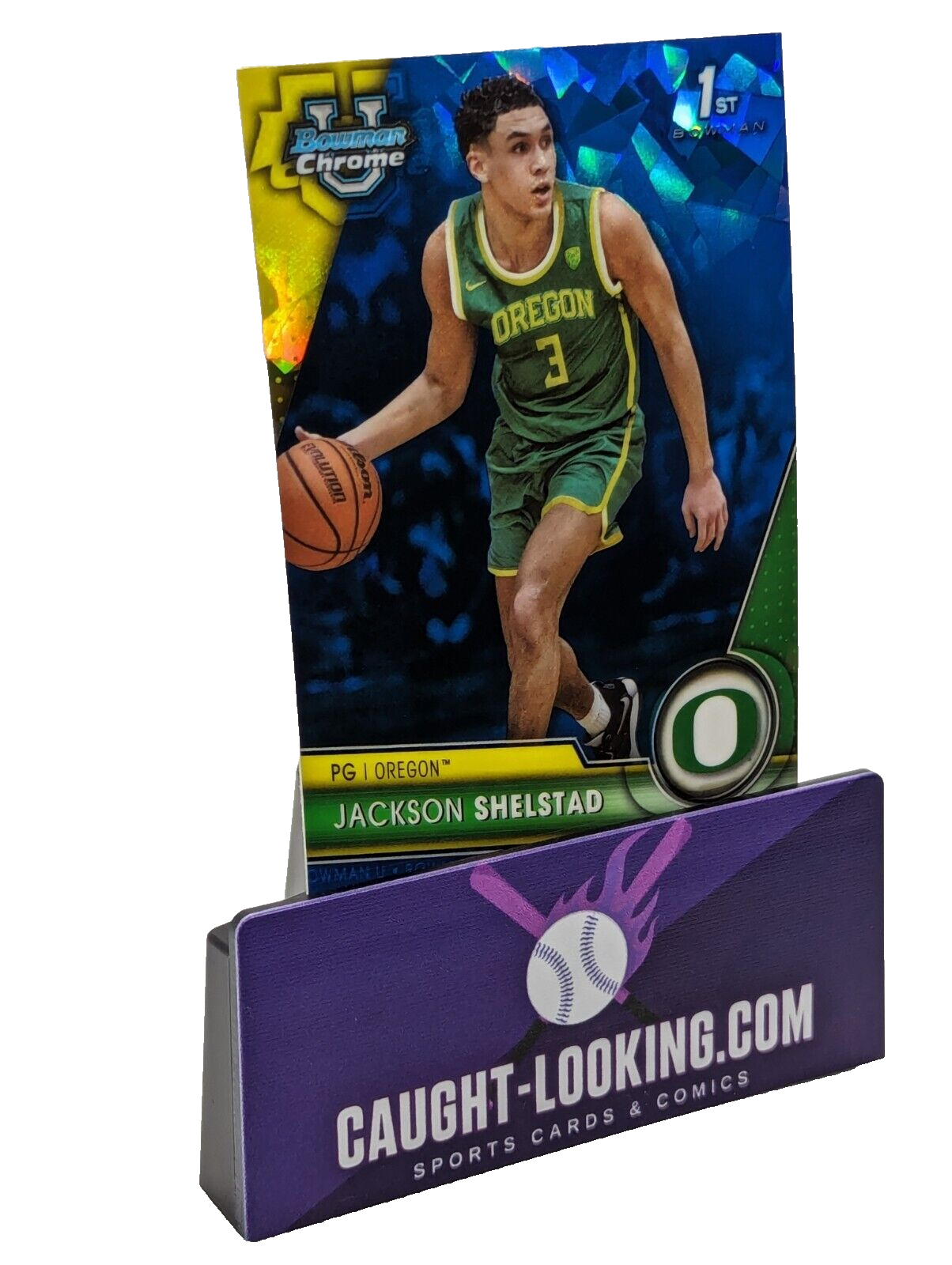 2023-24 Bowman Chrome U Sapphire Jackson Shelstad #65 Oregon