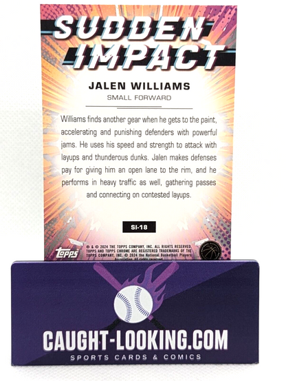 2024 Topps Chrome Sudden Impact Jalen Williams #SI-18 Refractor Thunder