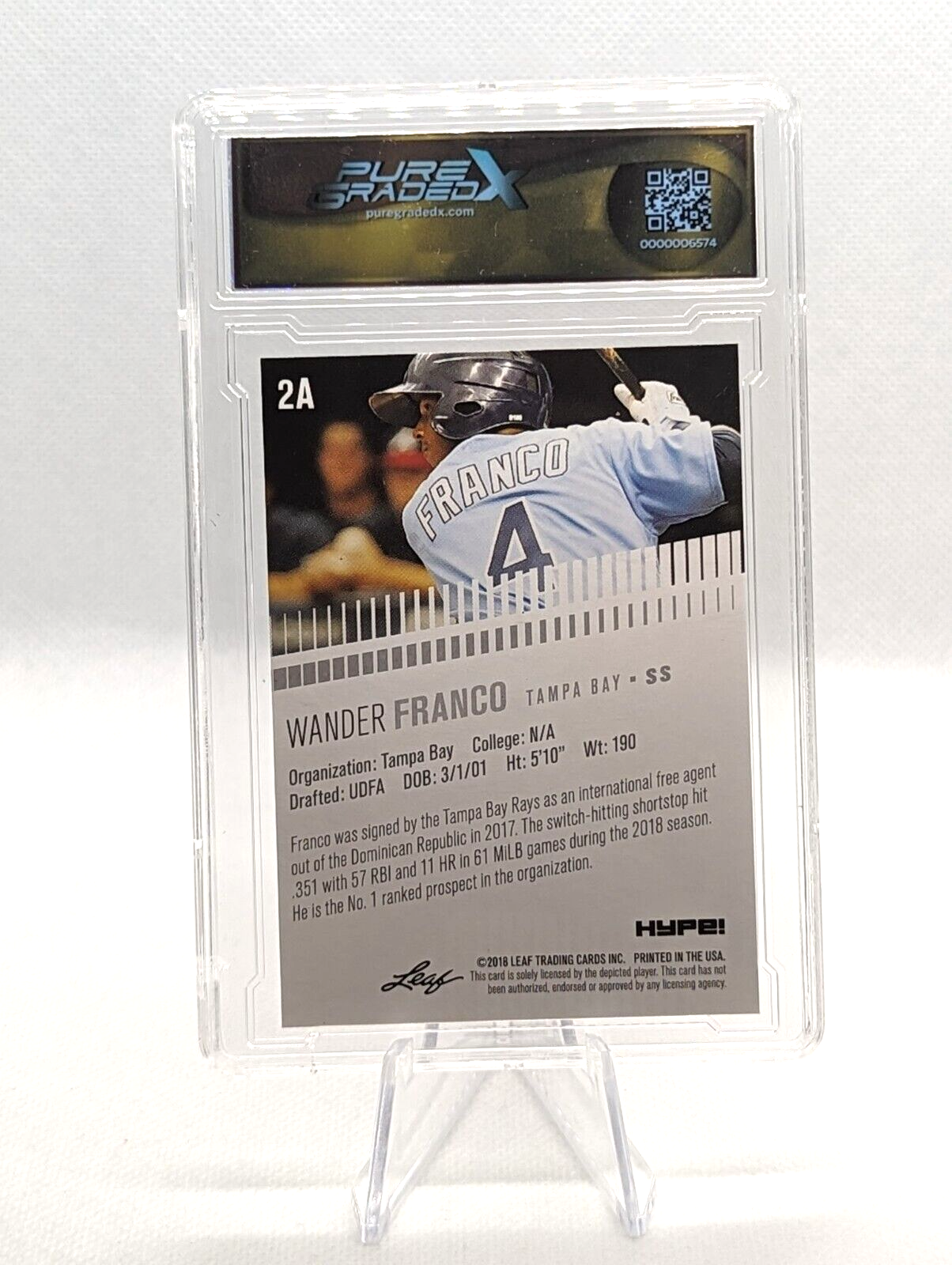 Wander Franco 2018 Leaf "1st Ever Printed" Hype RC #2A Rays Graded 9