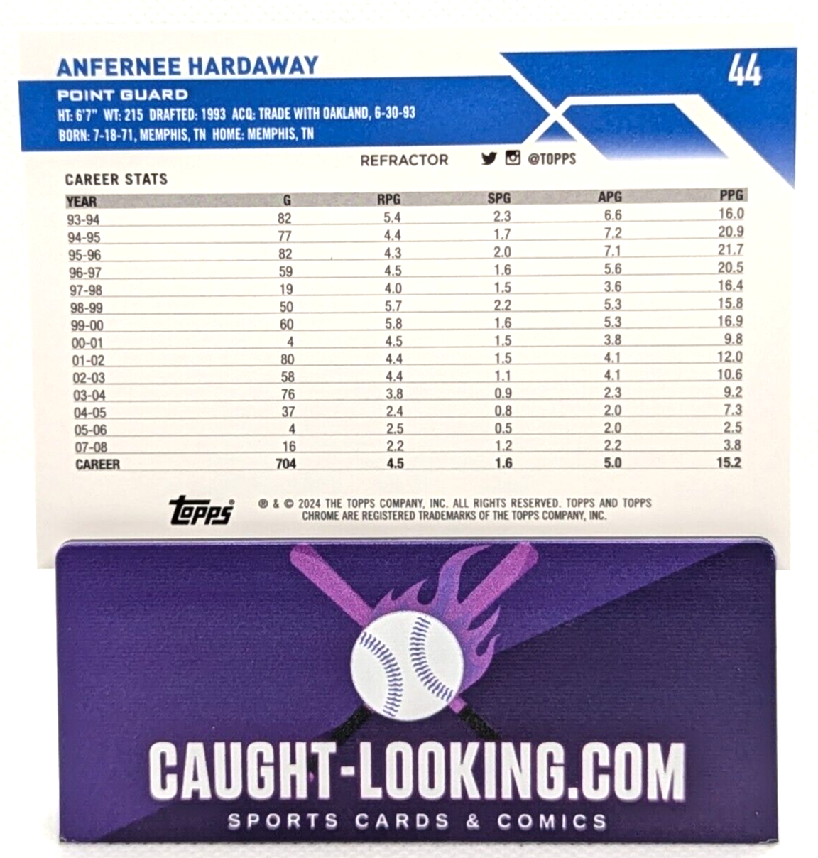 Anfernee Hardaway Orlando Magic 2023-24 Topps Chrome Silver Refractor #44