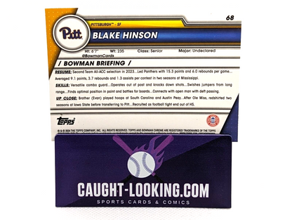 2023-24 Bowman Chrome U Sapphire Blake Hinson #68 Pittsburgh