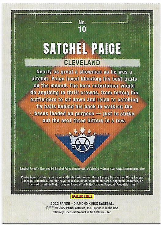 Satchel Paige #10 2022 Panini Diamond Kings Indians - Browns - A's