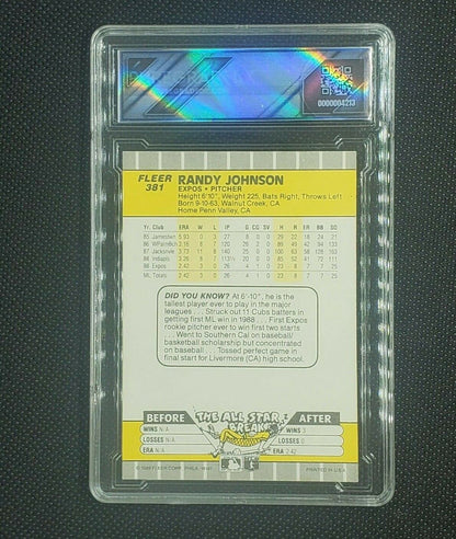 Randy Johnson- 1989 Fleer Rookie Card #381 - Ad Completely Blacked Out - 9 MINT