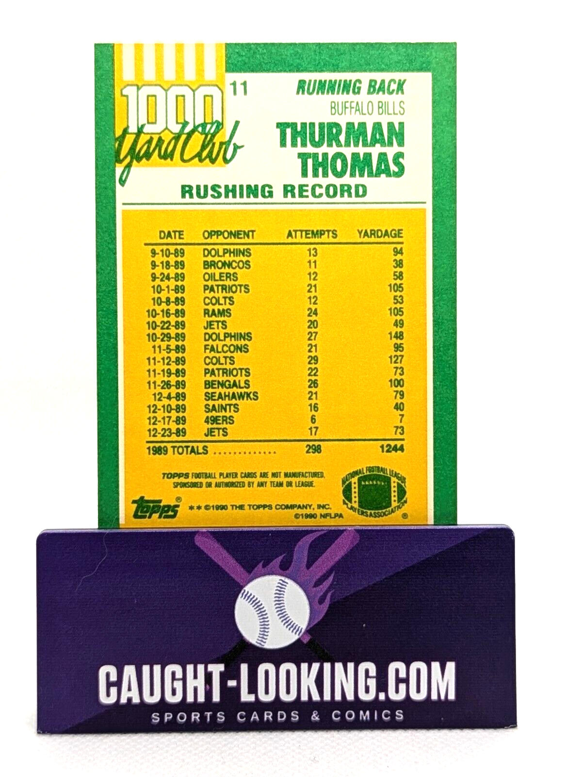 Thurman Thomas #11 1990 Topps 1000 Yard Club