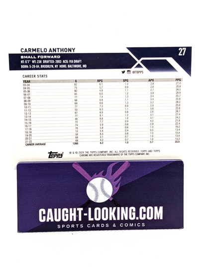 2023-24 Topps Chrome - Pink Refractor #27 Carmelo Anthony