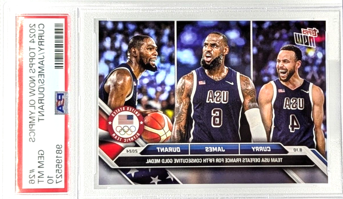 Stephen Curry LeBron James Kevin Durant 2024 Topps Now Olympics Card #26 PSA 10