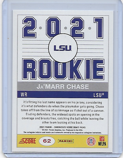 Ja'Marr Chase #62 2021 Panini Chronicles Draft Pick Rookie RC Bengals LSU