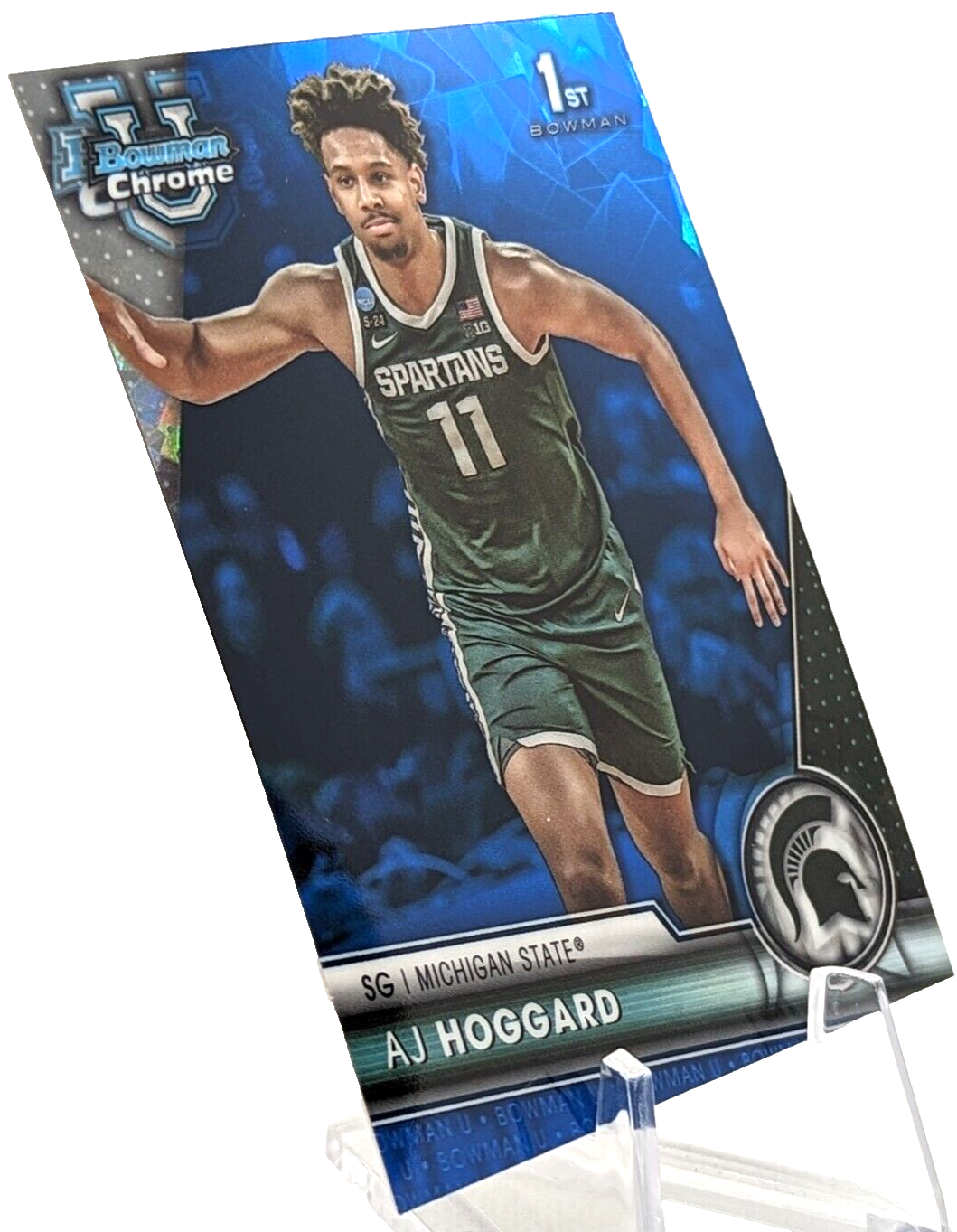 2023-24 Bowman Chrome U Sapphire AJ Hoggard #5 1st Michigan State