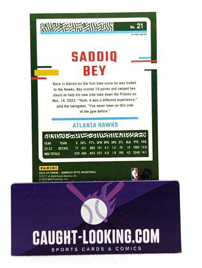 Saddiq Bey [Hyper Pink] #21 2023 Donruss Optic Atlanta Hawks