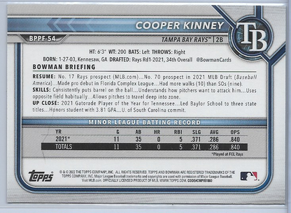 Cooper Kinney Sky Blue Foil #BPPF-54 2022 Bowman 1st Edition Tampa Bay