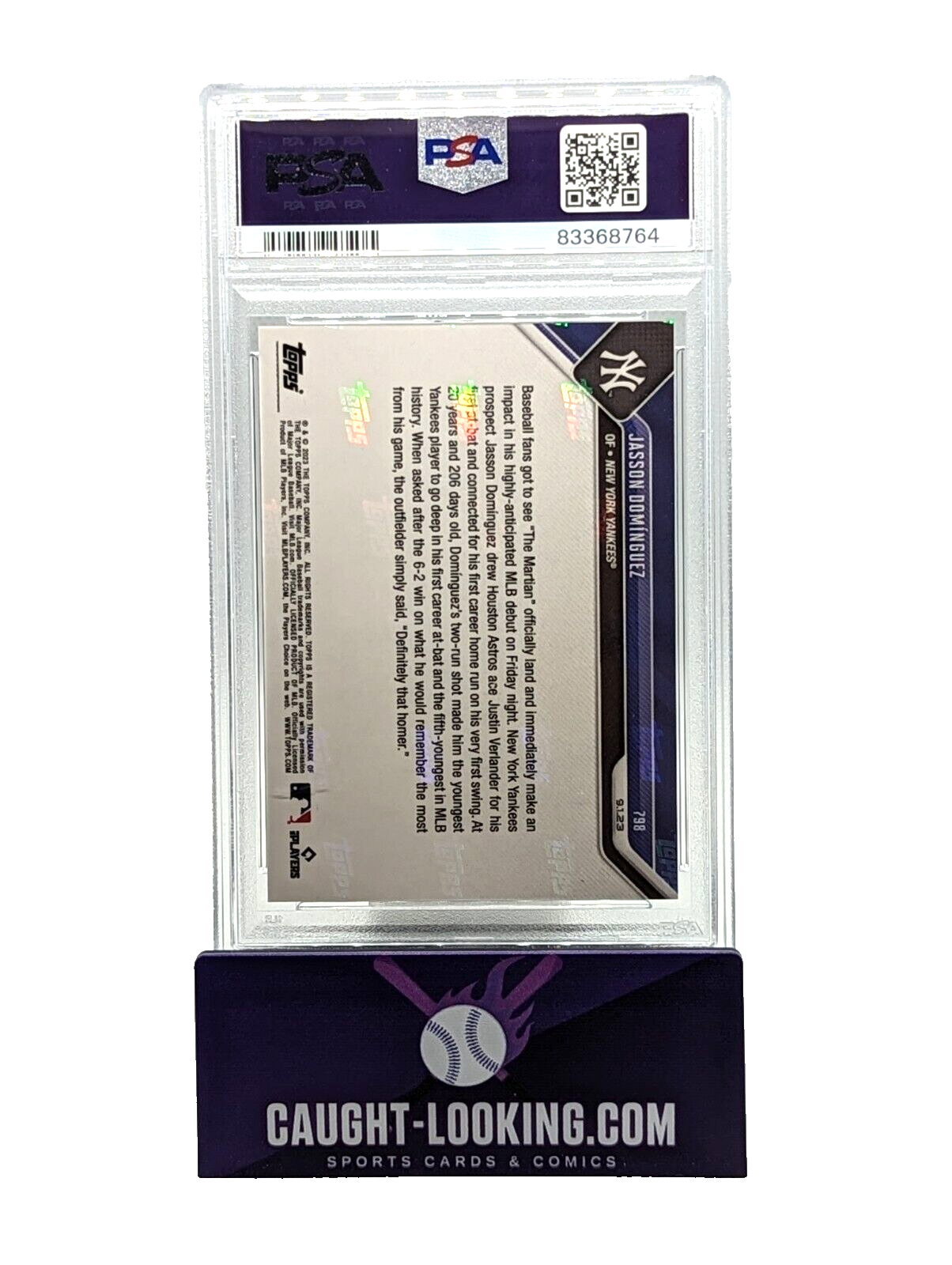 Jasson Dominguez 2023 Topps Now #798 The Martian 1st Home Run Debut PSA 9 Rookie