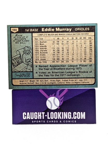 1980 Topps Eddie Murray Baltimore Orioles #160.