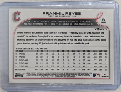 Franmil Reyes #97 2022 Topps Chrome Pink Cleveland Guardians