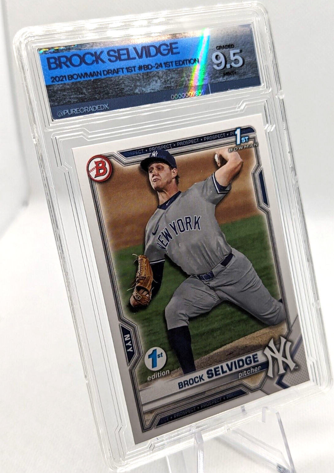 Brock Selvidge #BD-24 2021 Bowman Draft 1st Edition 1st Bowman Graded  9.5