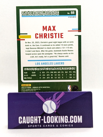 2023-24 Donruss Optic Purple Shock Max Christie Los Angeles Lakers #88