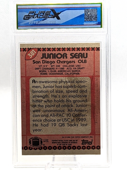 Junior Seau #381 [Rookie] 1990 Topps Graded 9 