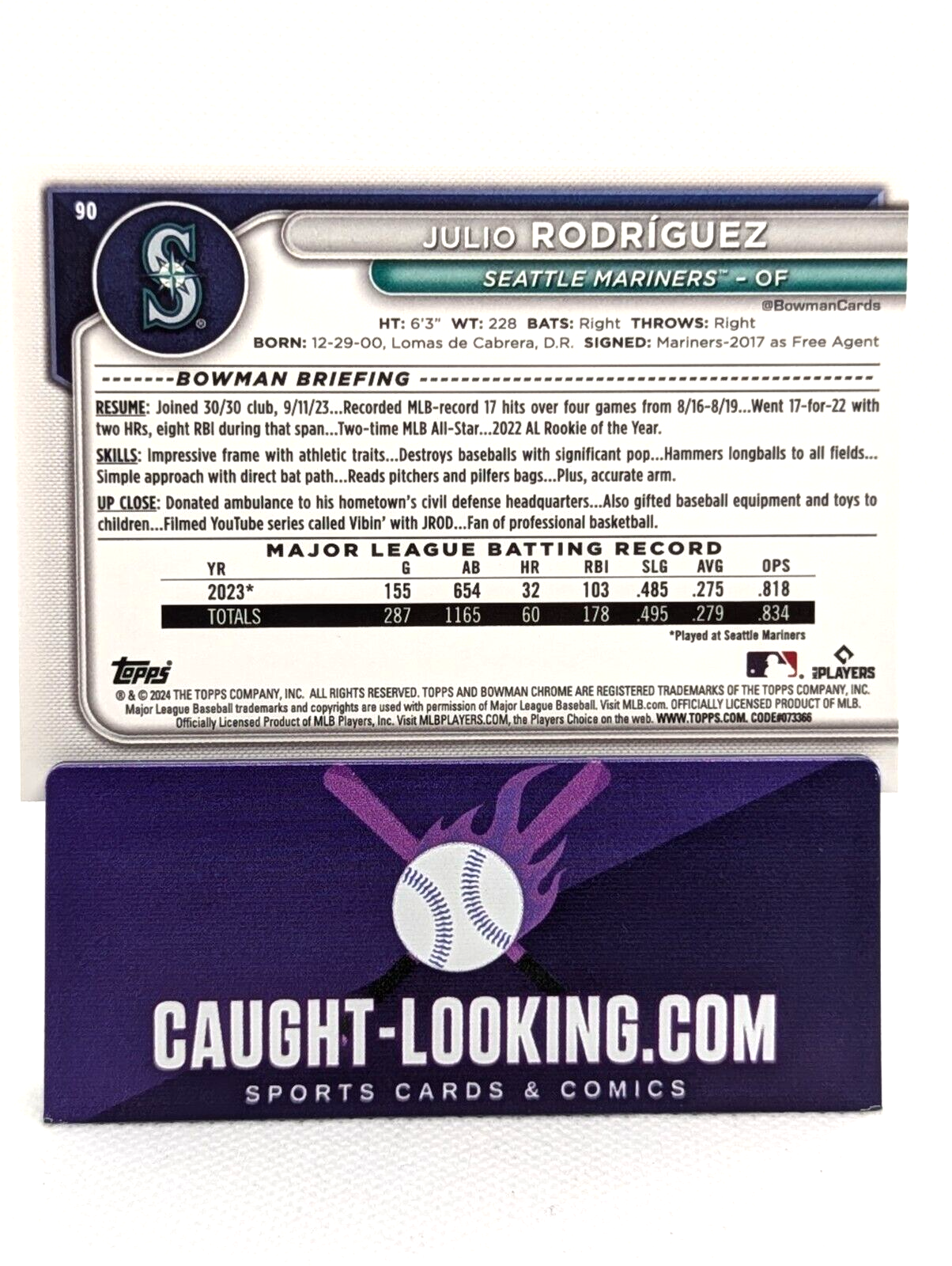 2024 Bowman Paper #90 Julio Rodriguez  -  Seattle Mariners