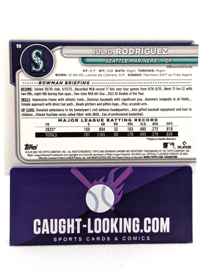 2024 Bowman Paper #90 Julio Rodriguez  -  Seattle Mariners