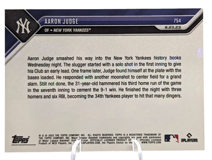 Aaron Judge 3 Home Runs 34th Yankees History 2023 MLB TOPPS NOW Card 754