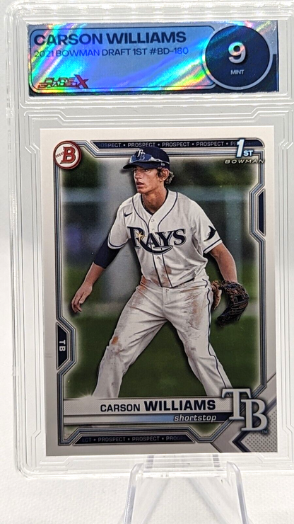 Carson Williams #BD-180 2021 Bowman Draft 1st Bowman Graded 9