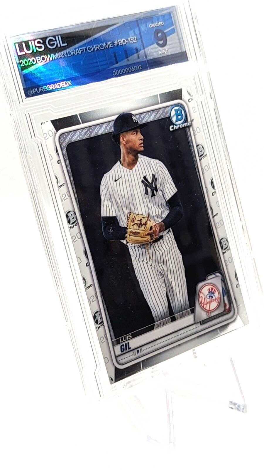 Luis Gil Chrome #BD-132 2020 Bowman Draft NY Yankees Graded 9