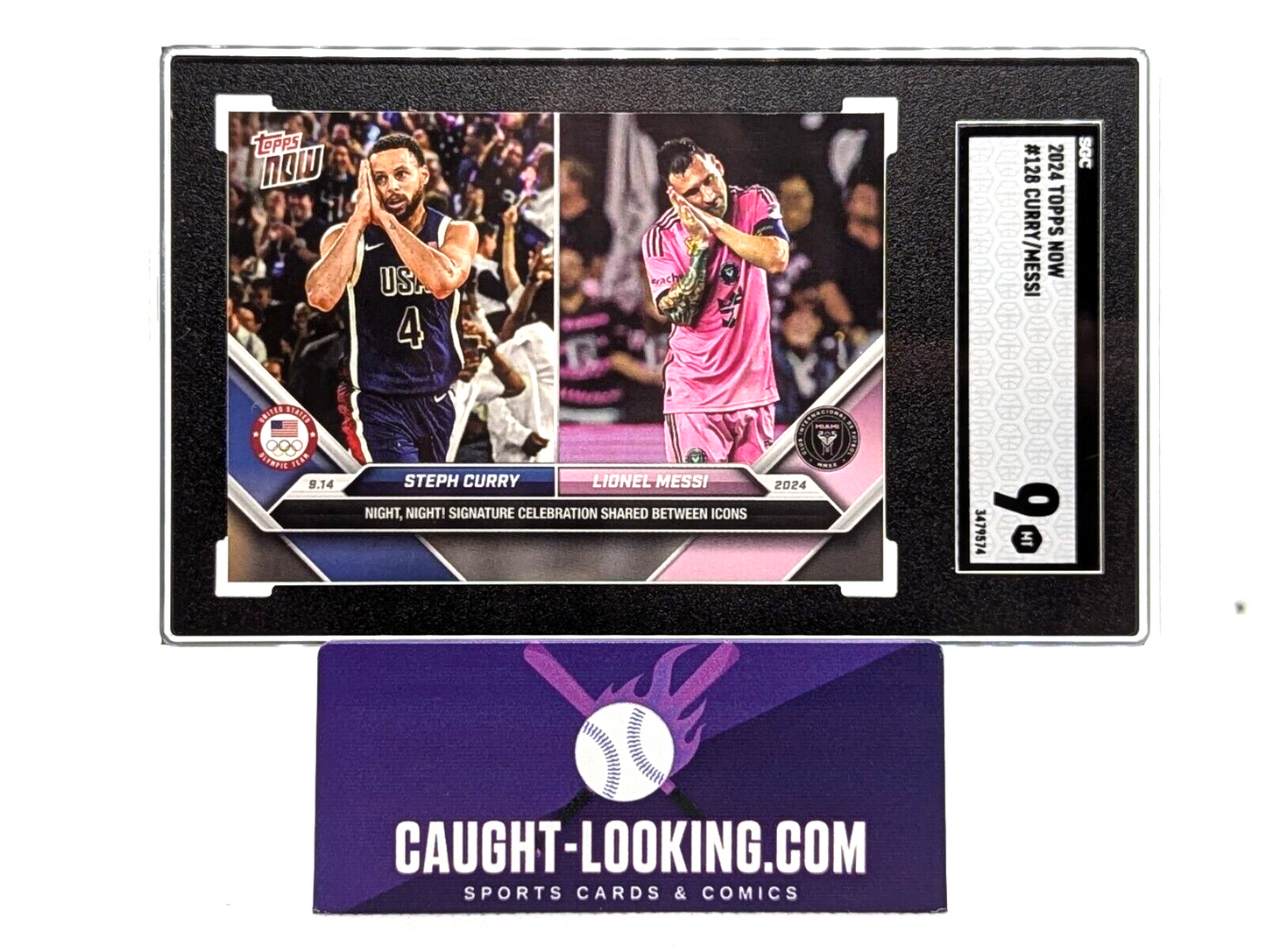 Steph Curry & Lionel Messi - 2024 Topps NOW #128 - SGC 9 - Mint