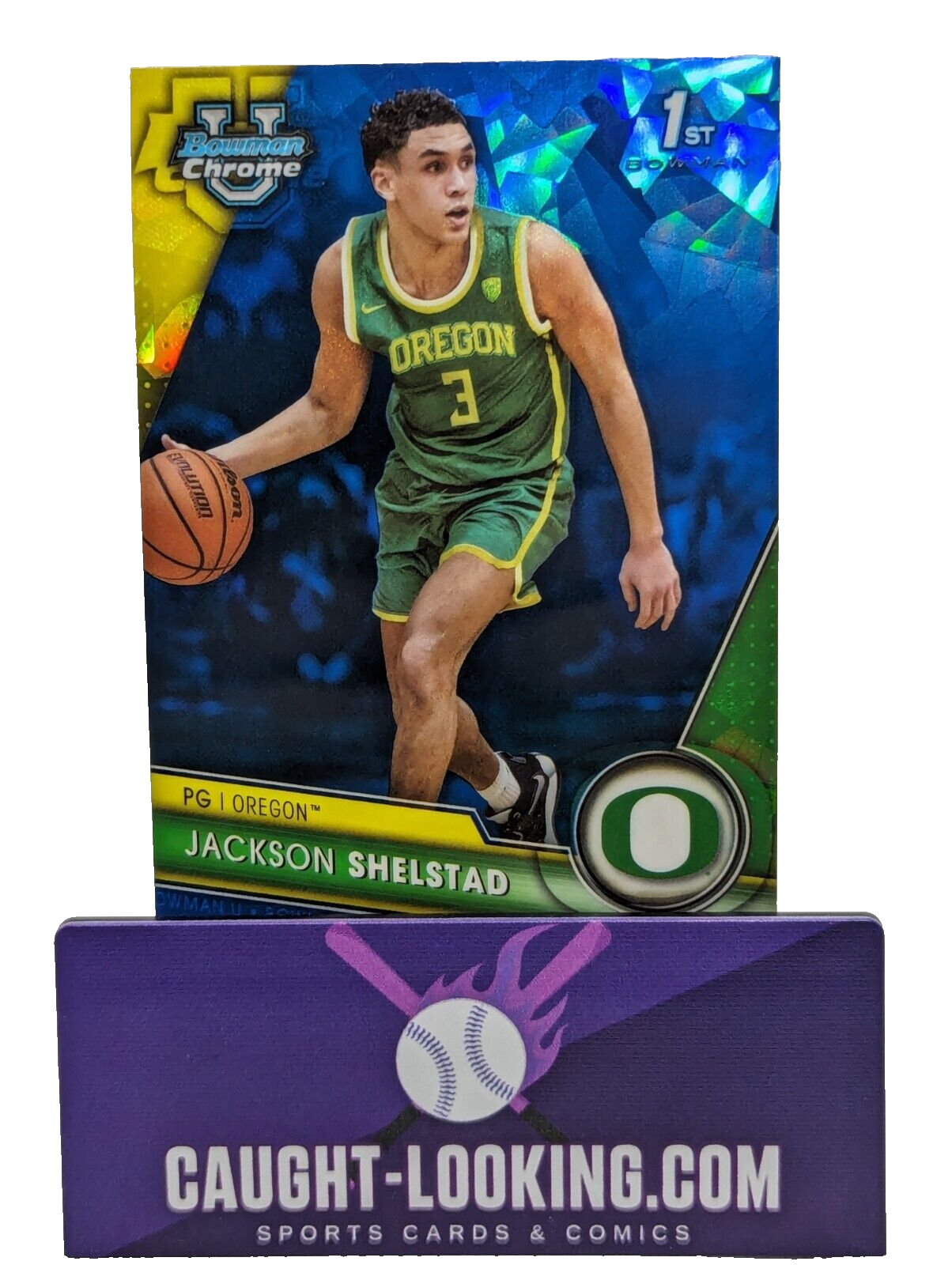 2023-24 Bowman Chrome U Sapphire Jackson Shelstad #65 Oregon