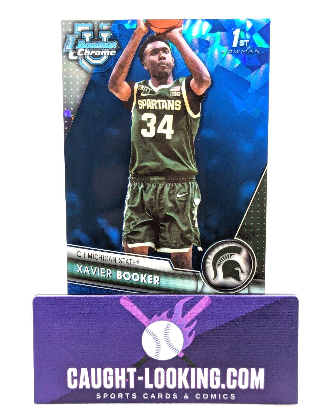 2023-24 Bowman Chrome U Sapphire Xavier Booker #57 1st Michigan State