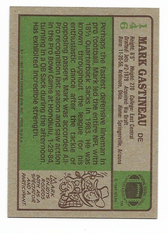 Mark Gastineau #146 1984 Topps AFC Pro Bowl New York Jets