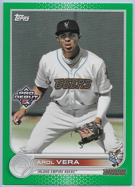 Arol Vera 2022 TOPPS PRO DEBUT #141 *GREEN BORDER #35/99 66ERS