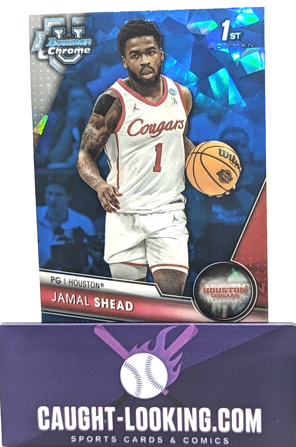 2023-24 Bowman Chrome U Sapphire Jamal Shead #30 1st Houston Cougars