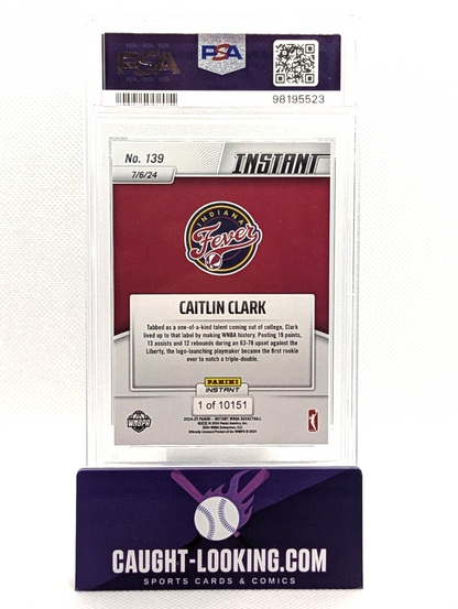 Caitlin Clark PSA 9 - 2024 Panini Instant WNBA #139 RC Milestone Triple Double