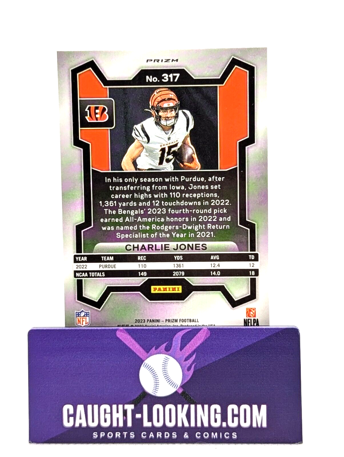 Charlie Jones - 2023 Panini Prizm #317 Refractor RC Bengals