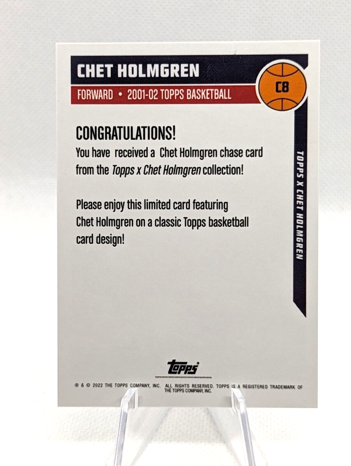 Chet Holmgren - 2022 Topps X Retro Short Print (2001-02 Topps) #C8 Rookie RC