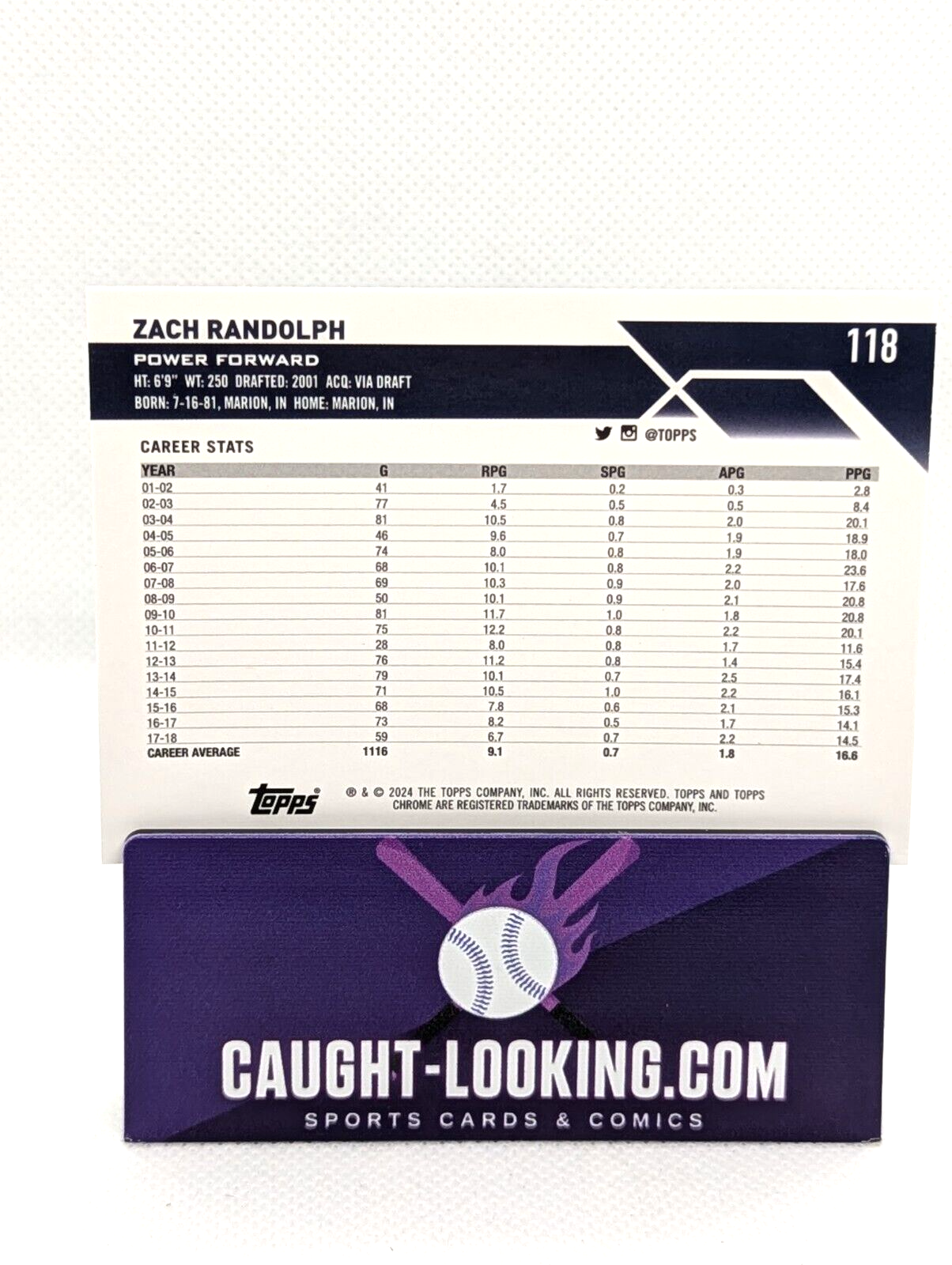 2024 Topps Chrome - #118 Zach Randolph Green Topps Refractor