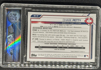 Chase Petty #BD-49 2021 Bowman Draft 1st Bowman Twins Graded 10