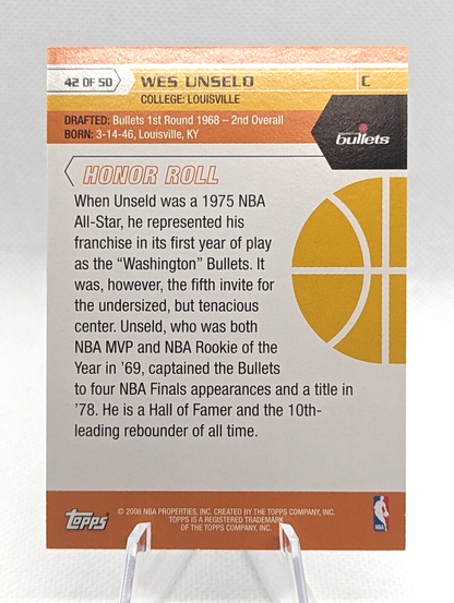 Wes Unseld #42 2007-08 Topps 50 HOF