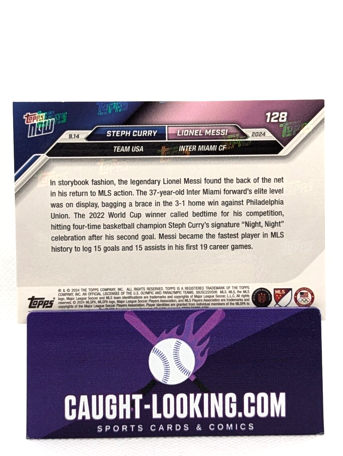 2024 Topps Now MLS/Olympic Nighty Night Lionel Messi/Steph Curry