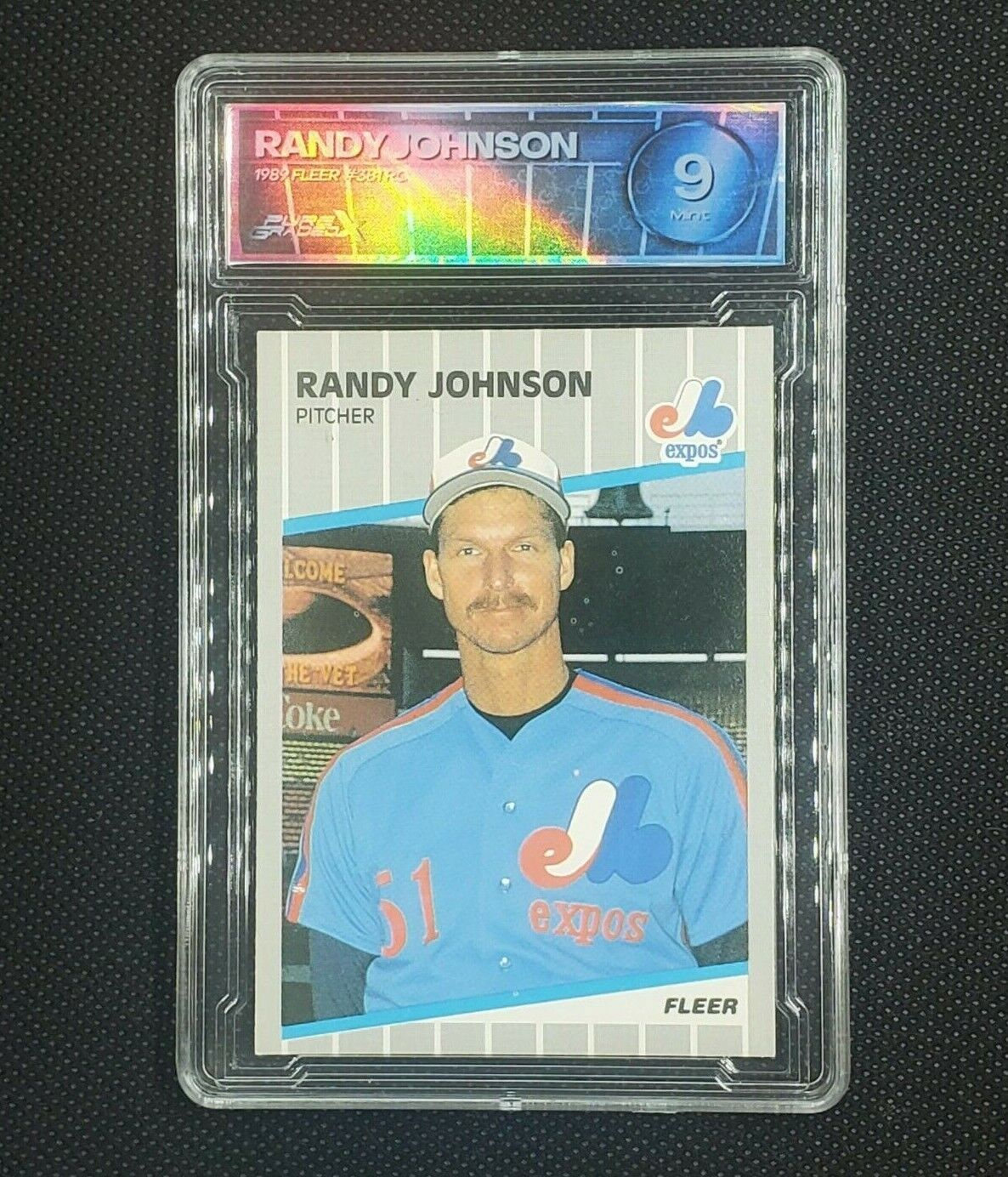 Randy Johnson- 1989 Fleer Rookie Card #381 - Ad Completely Blacked Out - 9 MINT